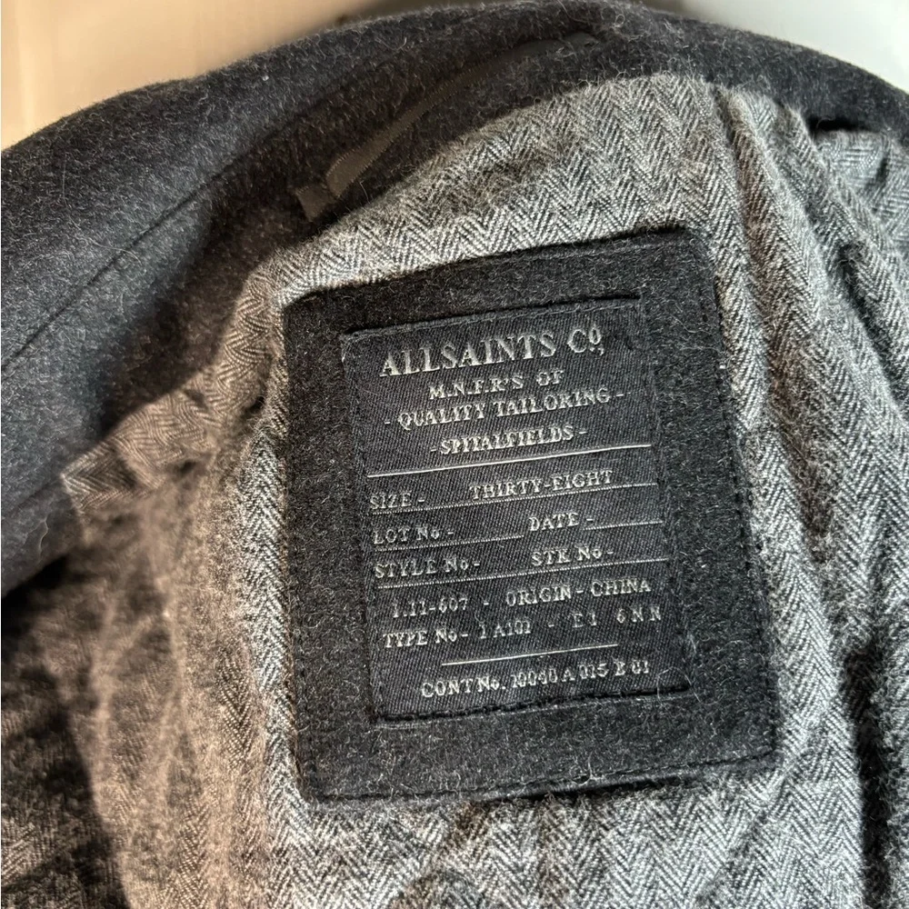All Saints Men’s Dark Gray Pea Coat